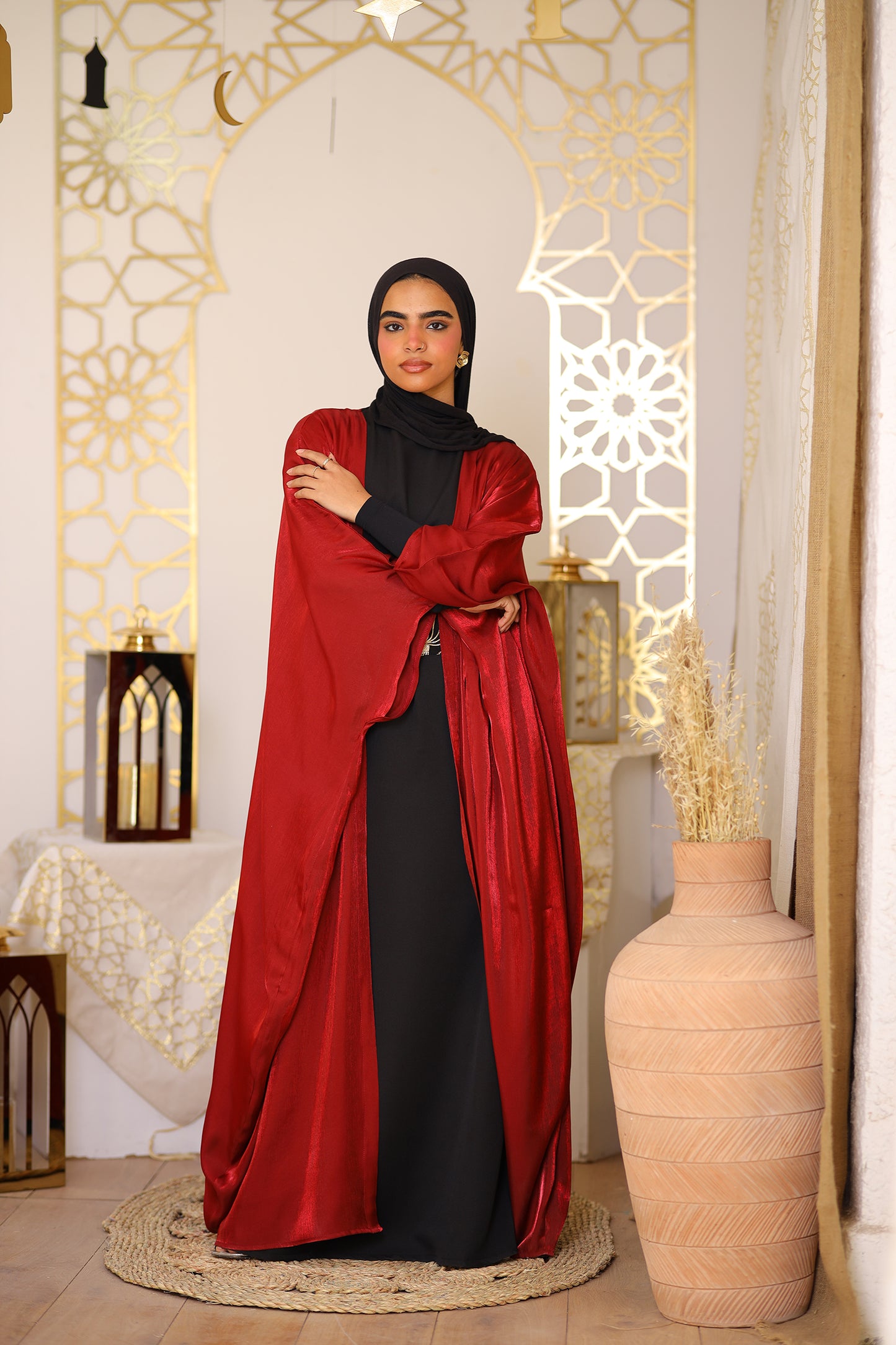 Shimmer Kaftan With Embroidery Indian Belt ( Burgundy )