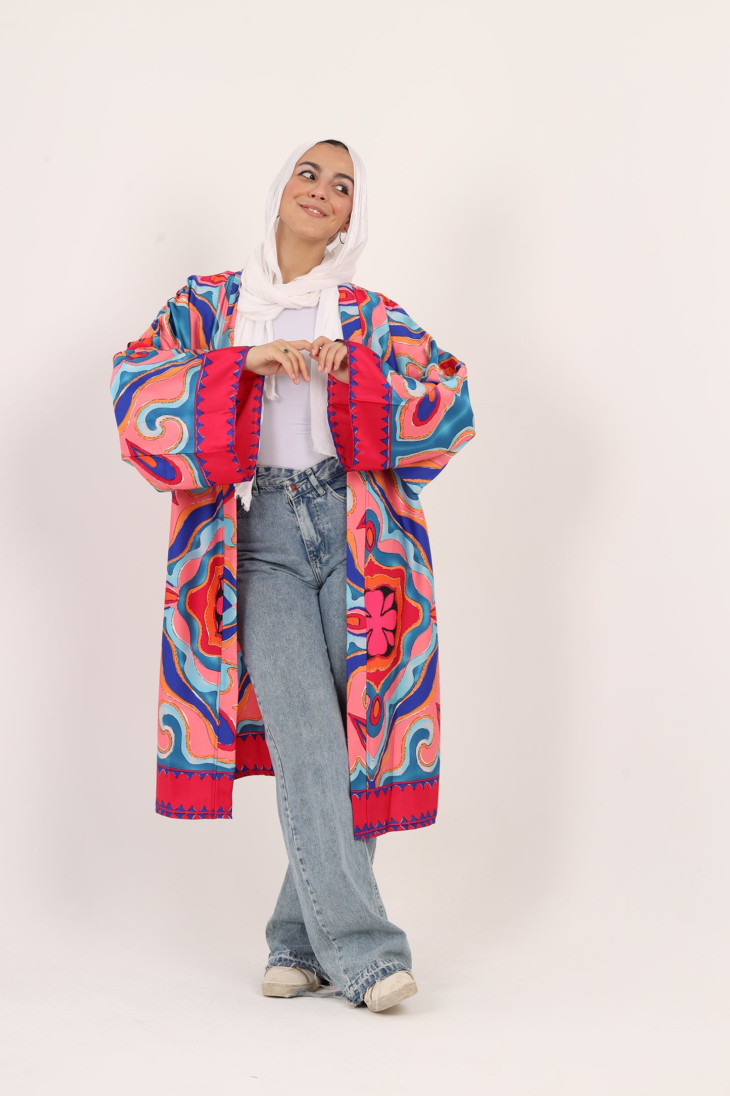 Ella’s Carnival Breeze Satin Kimono