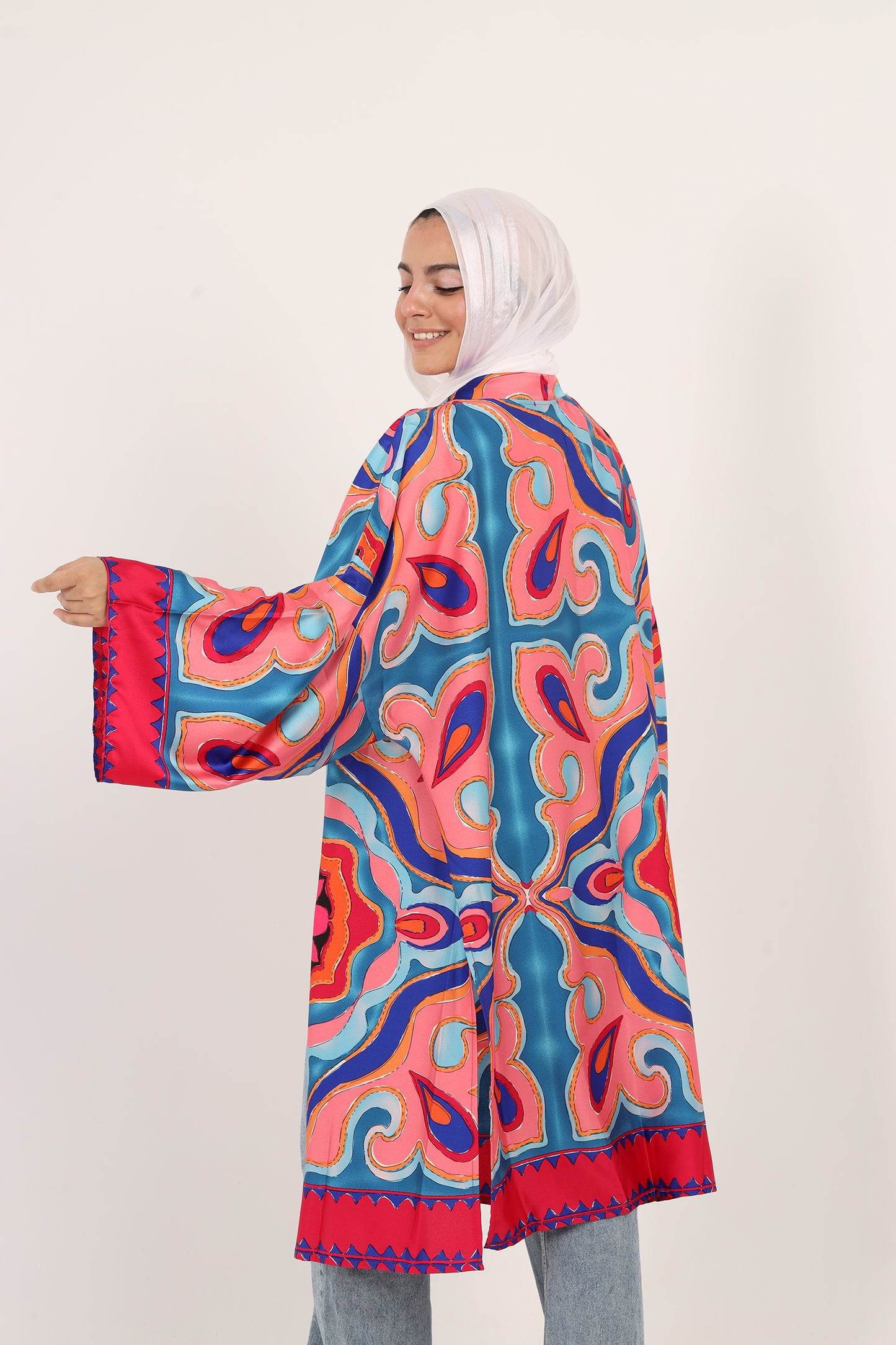 Ella’s Carnival Breeze Satin Kimono