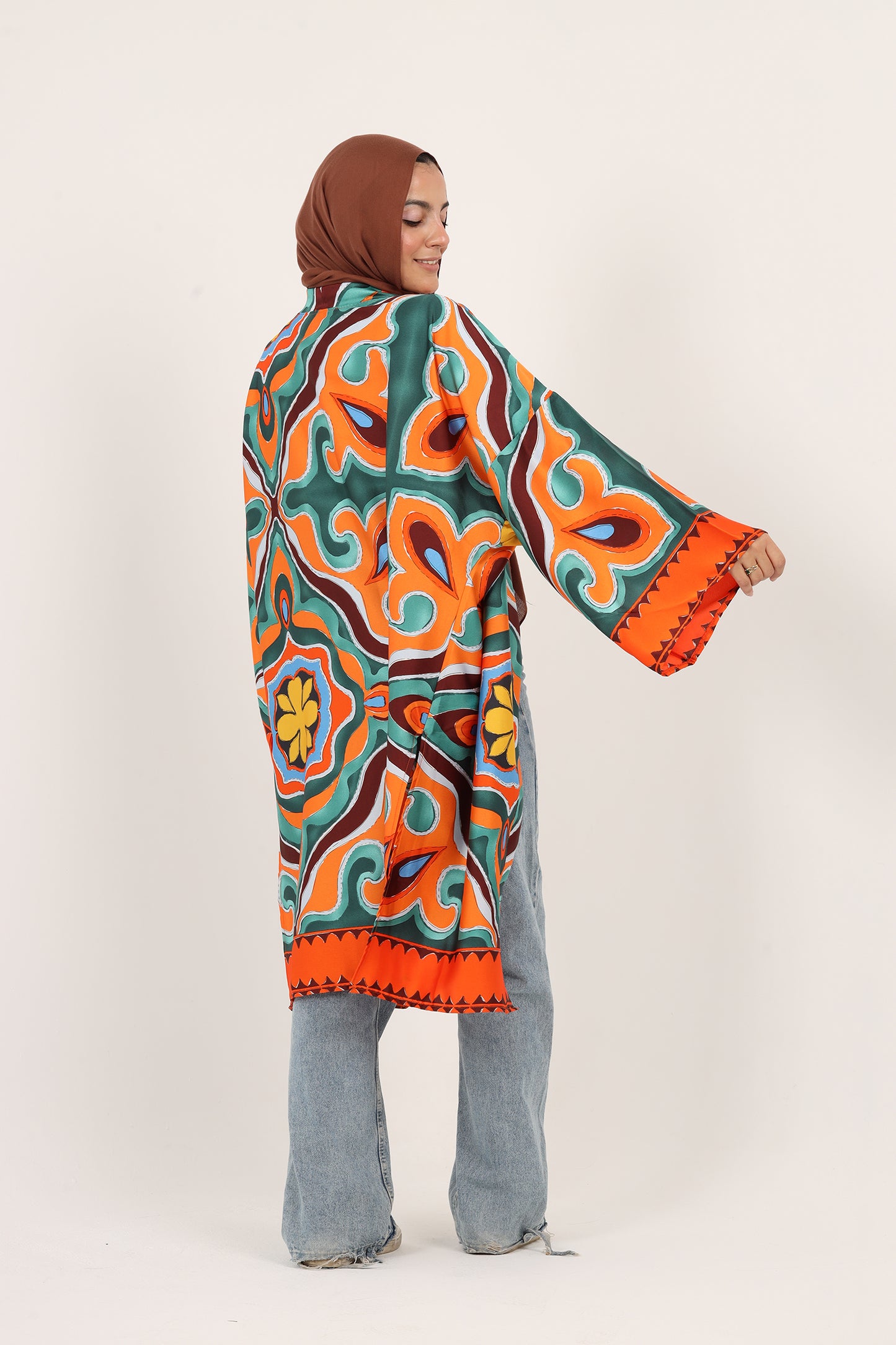 Ella’s Desert Bloom Satin Kimono