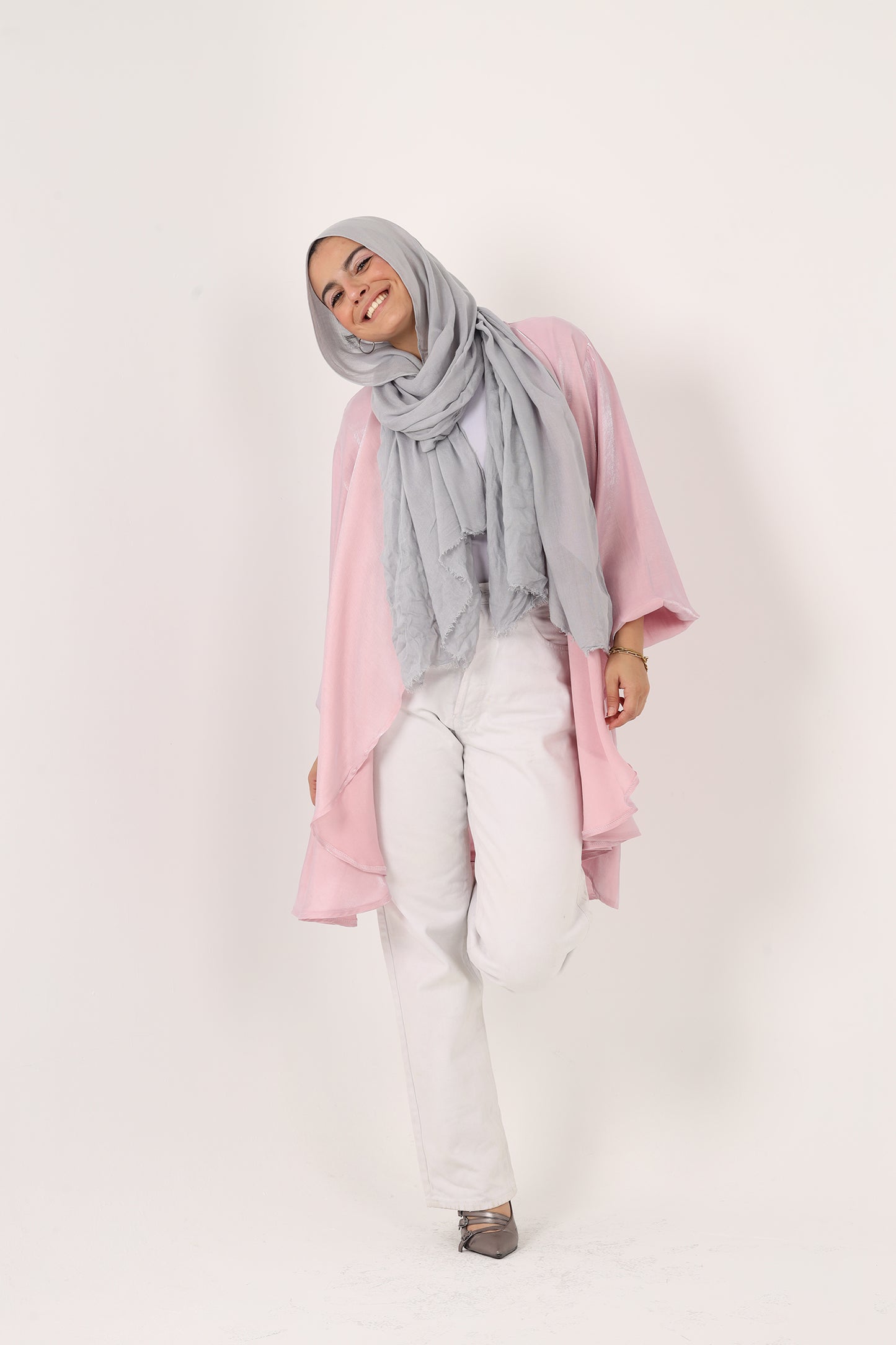 Shimmer Linen Ruffles Kimono With Belt