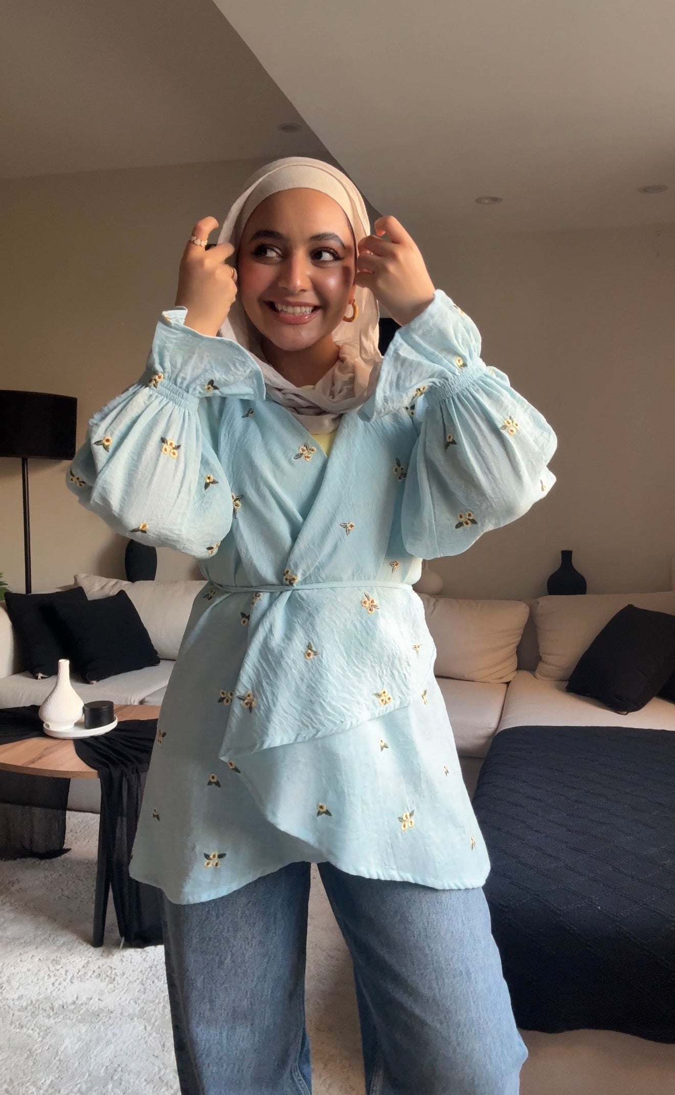 Ella’s Embroidered Kimono - Baby Blue