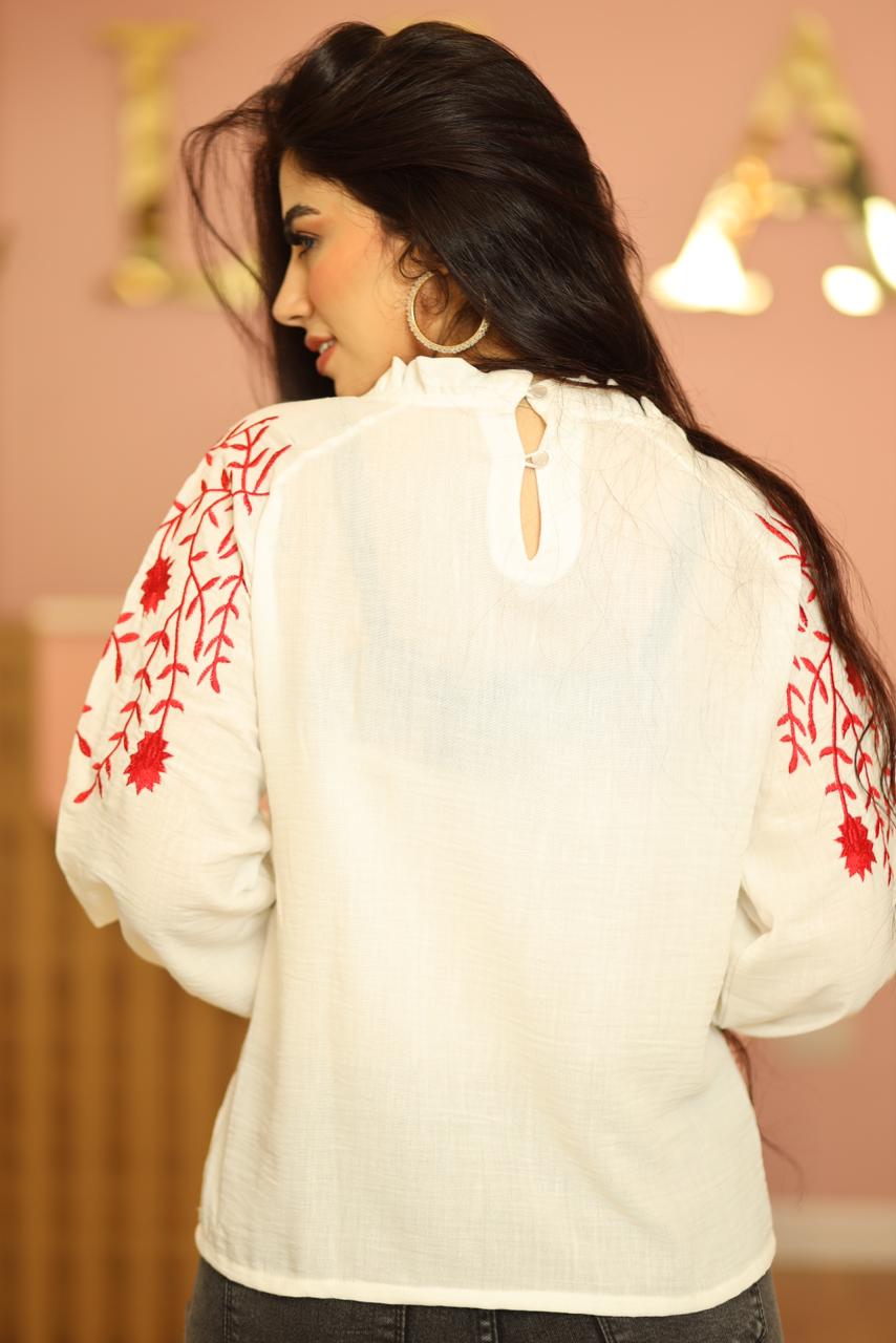 All embroidery linen blouse