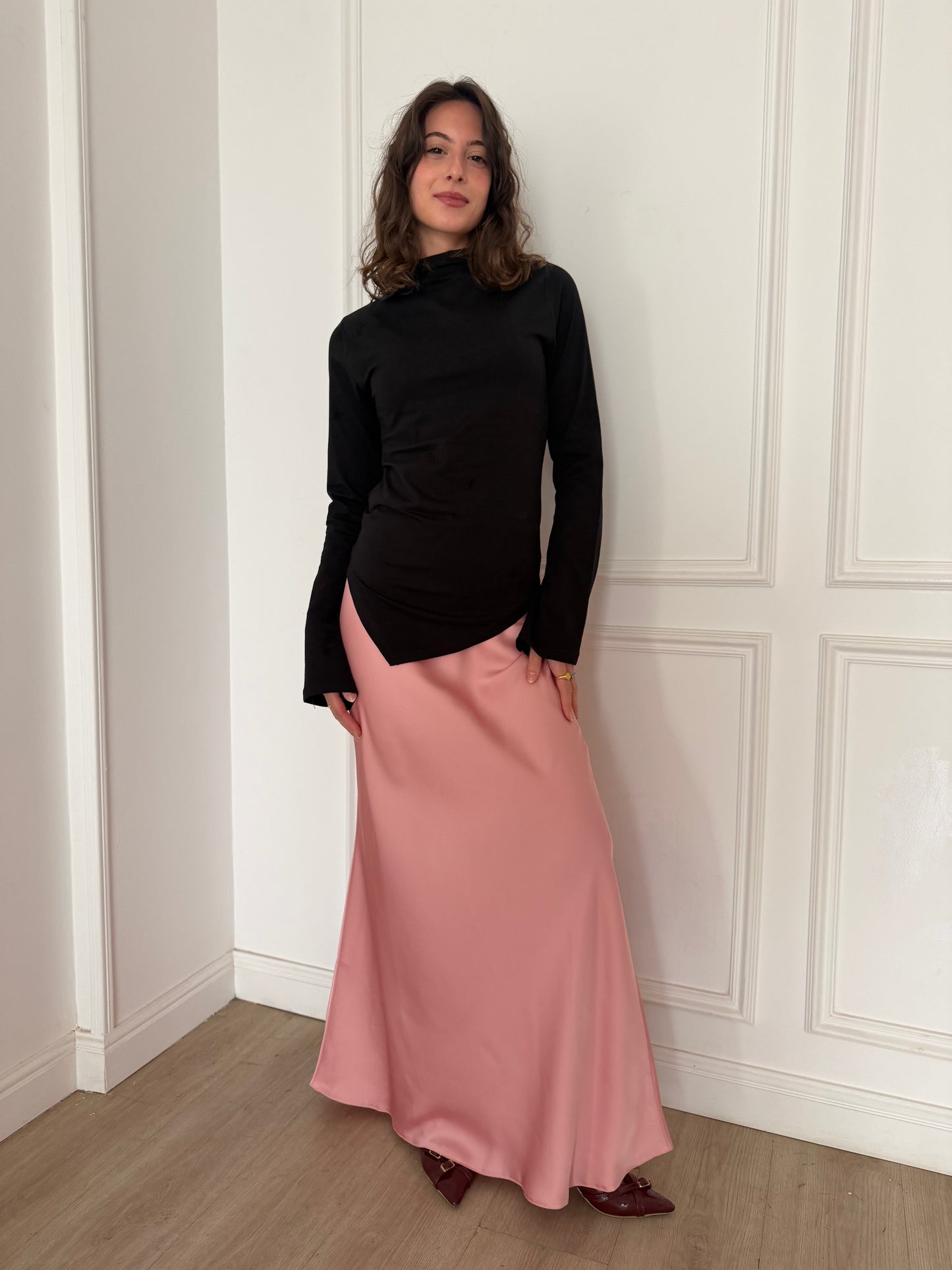 ELLA's SATIN SKIRT - Rose