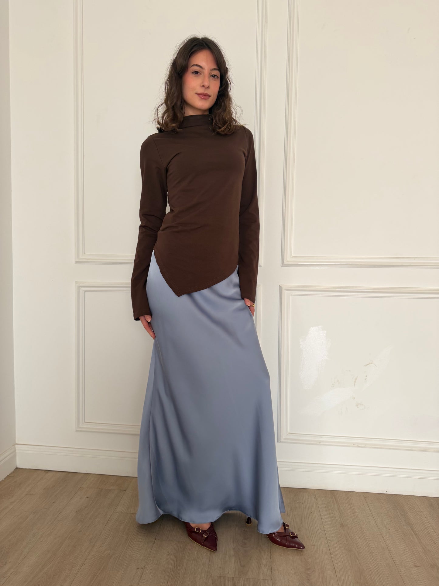 ELLA's SATIN SKIRT - Baby Blue