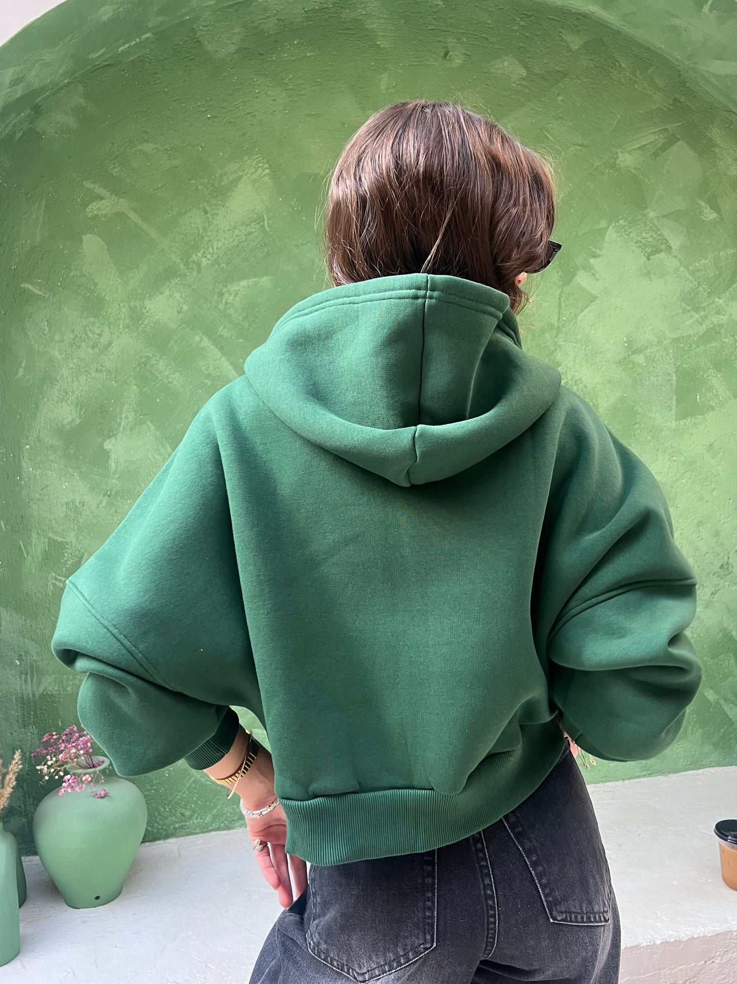 Cropped Oversized zip-up Hoodie