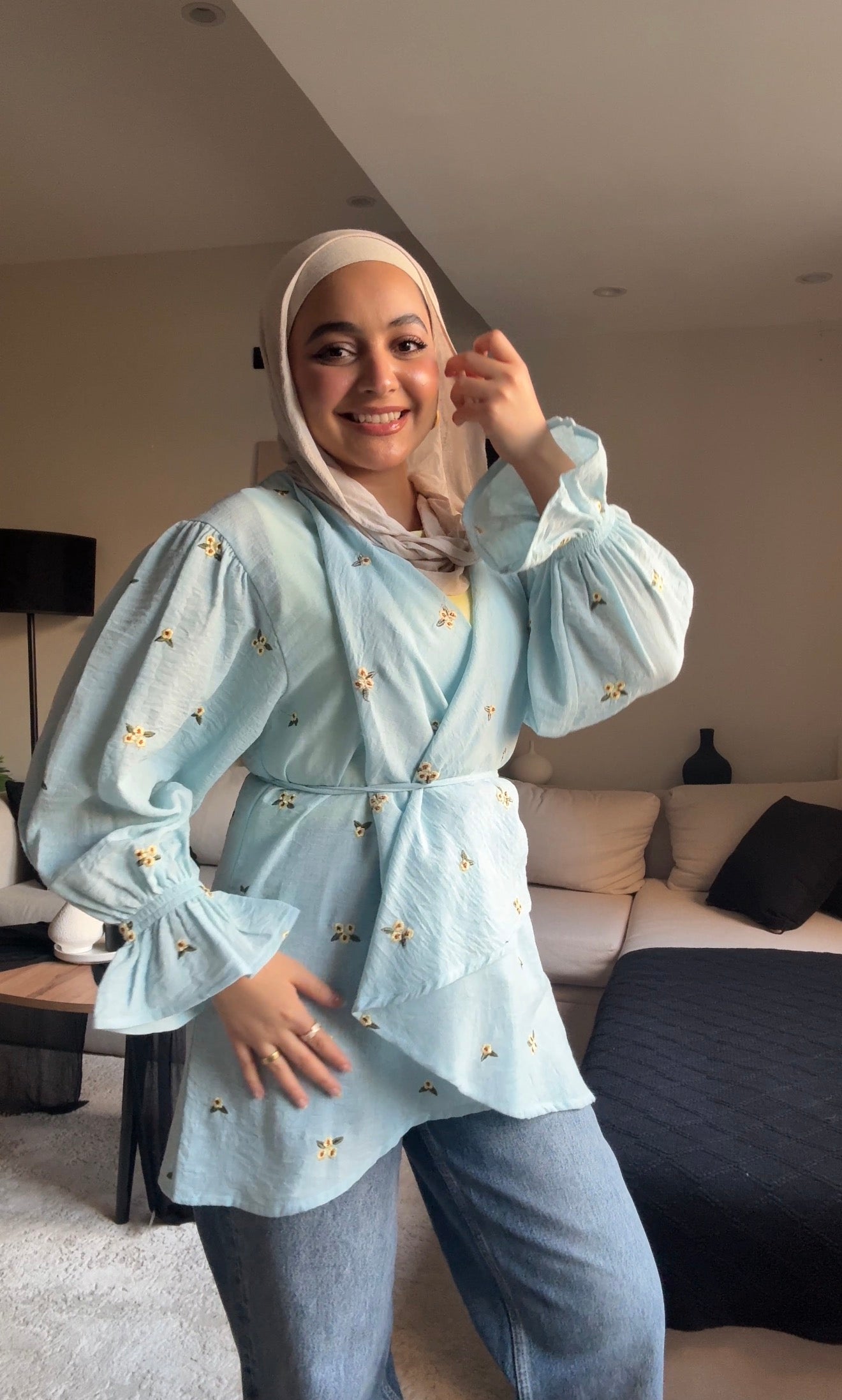Ella’s Embroidered Kimono - Baby Blue