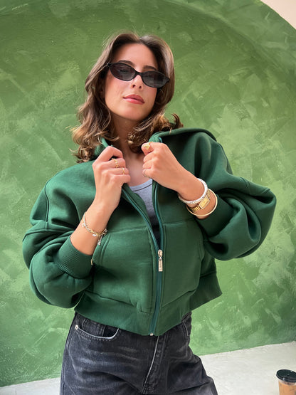 Cropped Oversized zip-up Hoodie