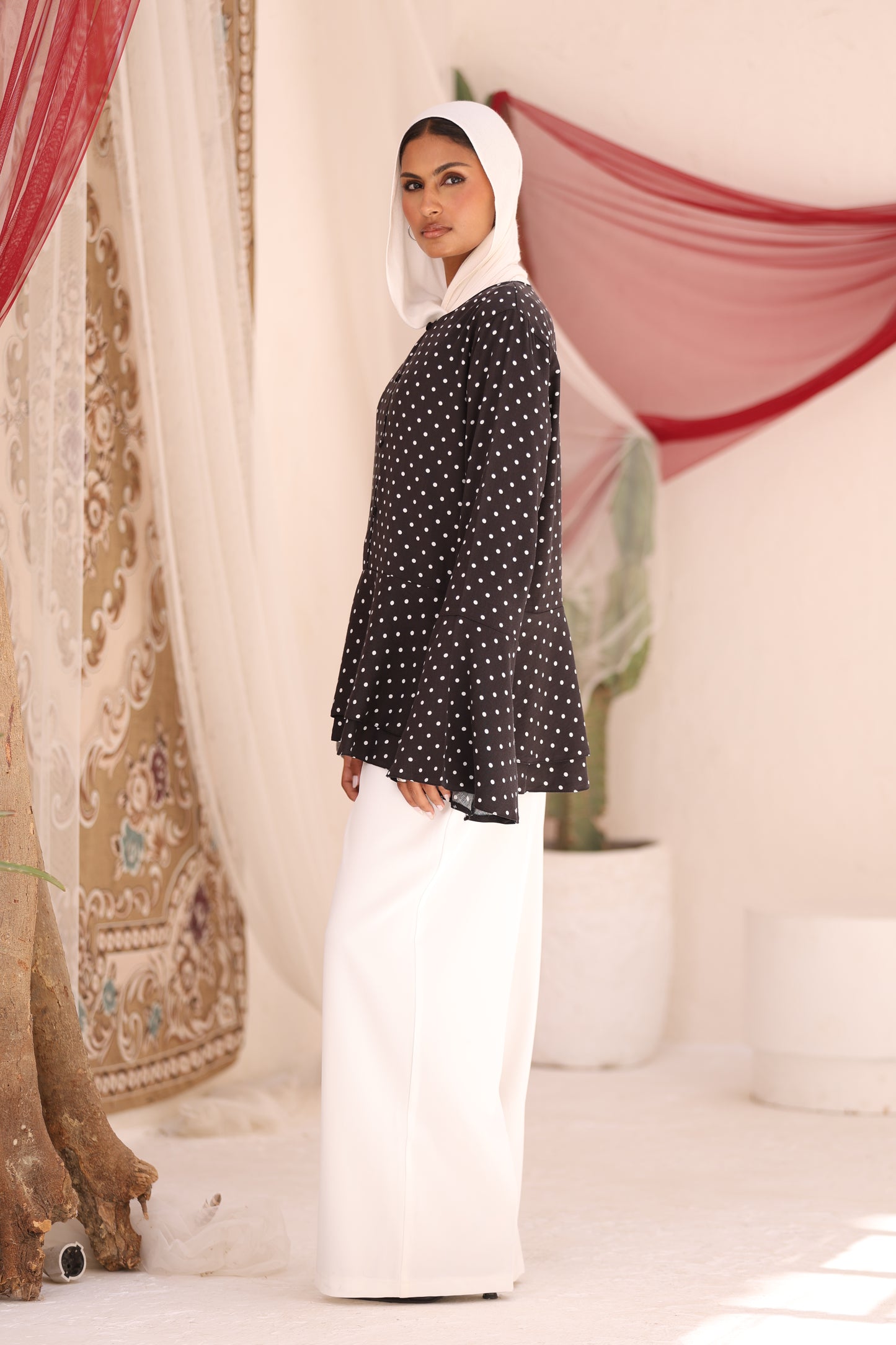 ELLA Polka Dot Flare Sleeve Shirt
