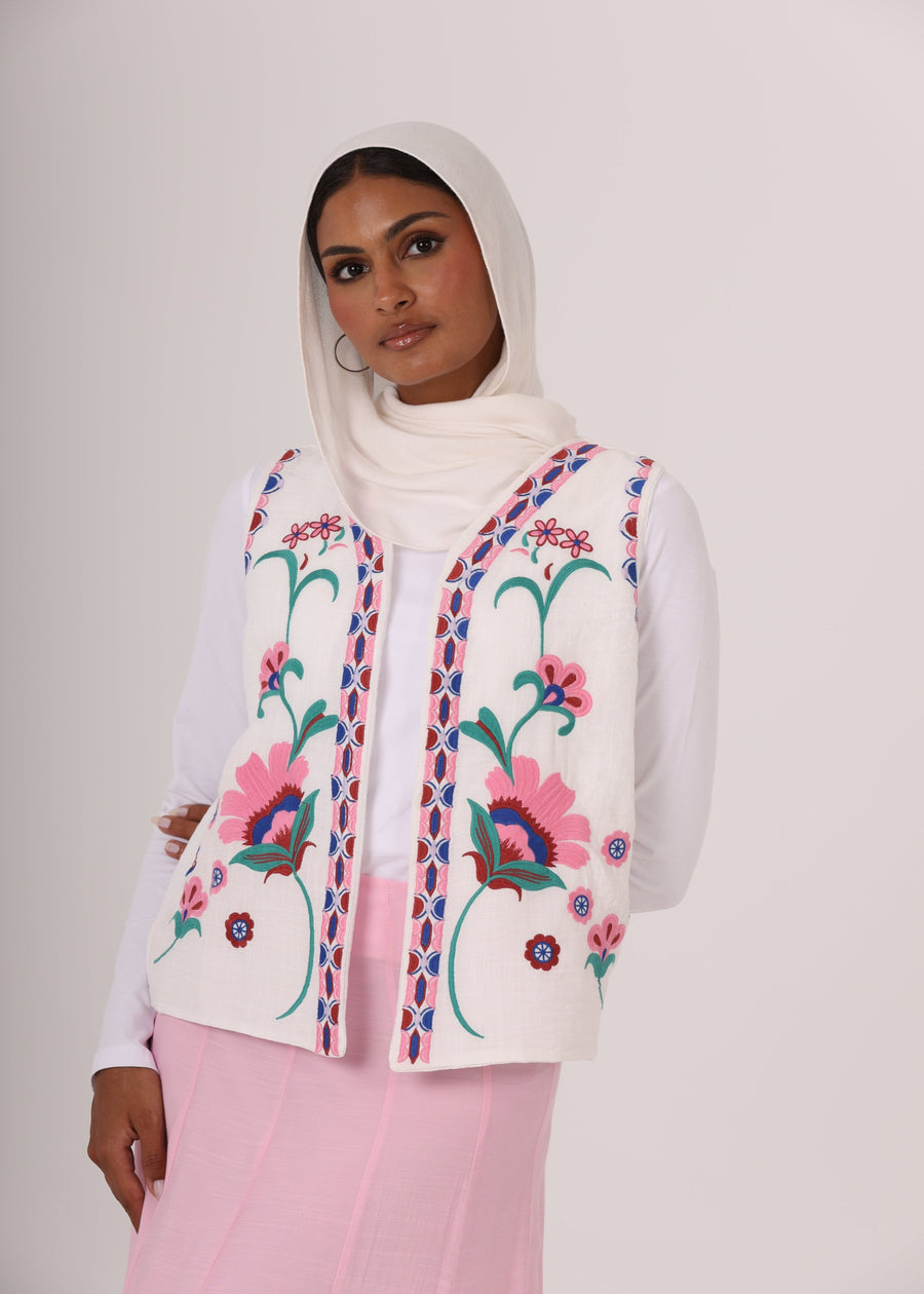 ELLA's LINEN EMBROIDERED VEST