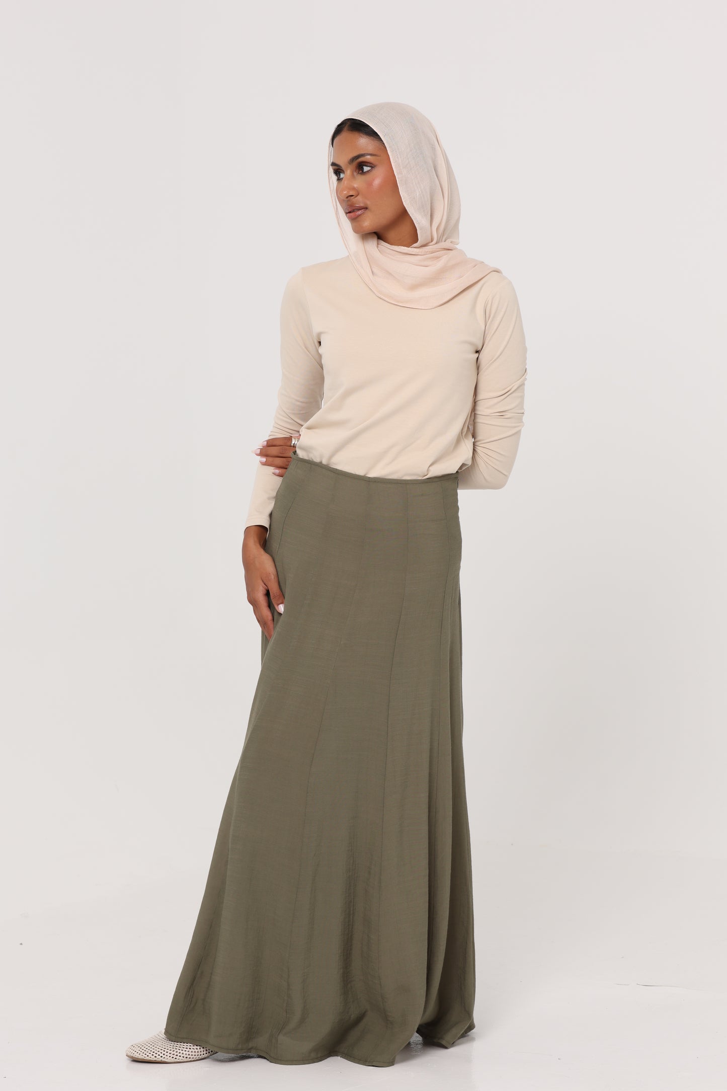 Olive Summer Linen Skirt