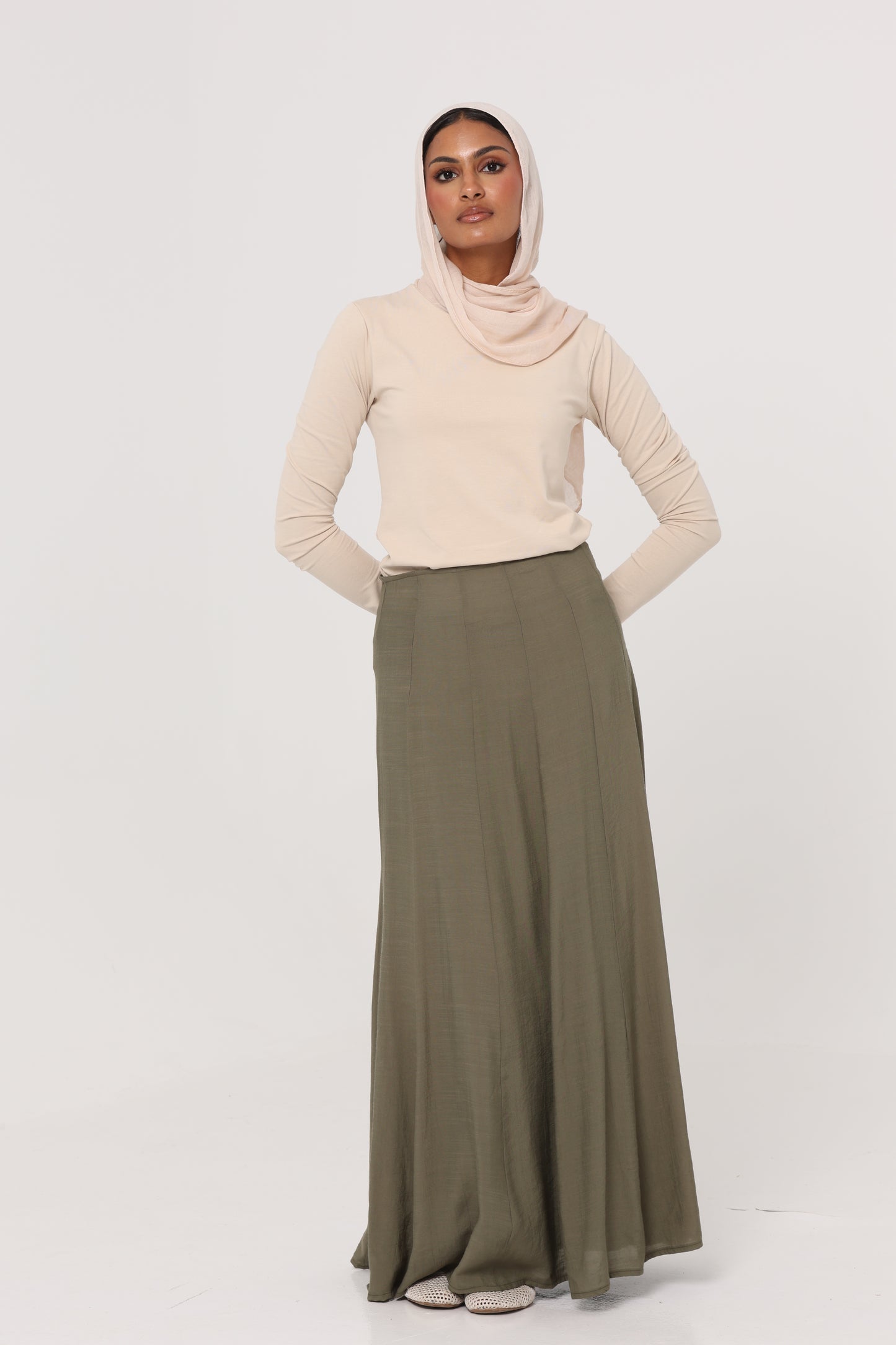 Olive Summer Linen Skirt