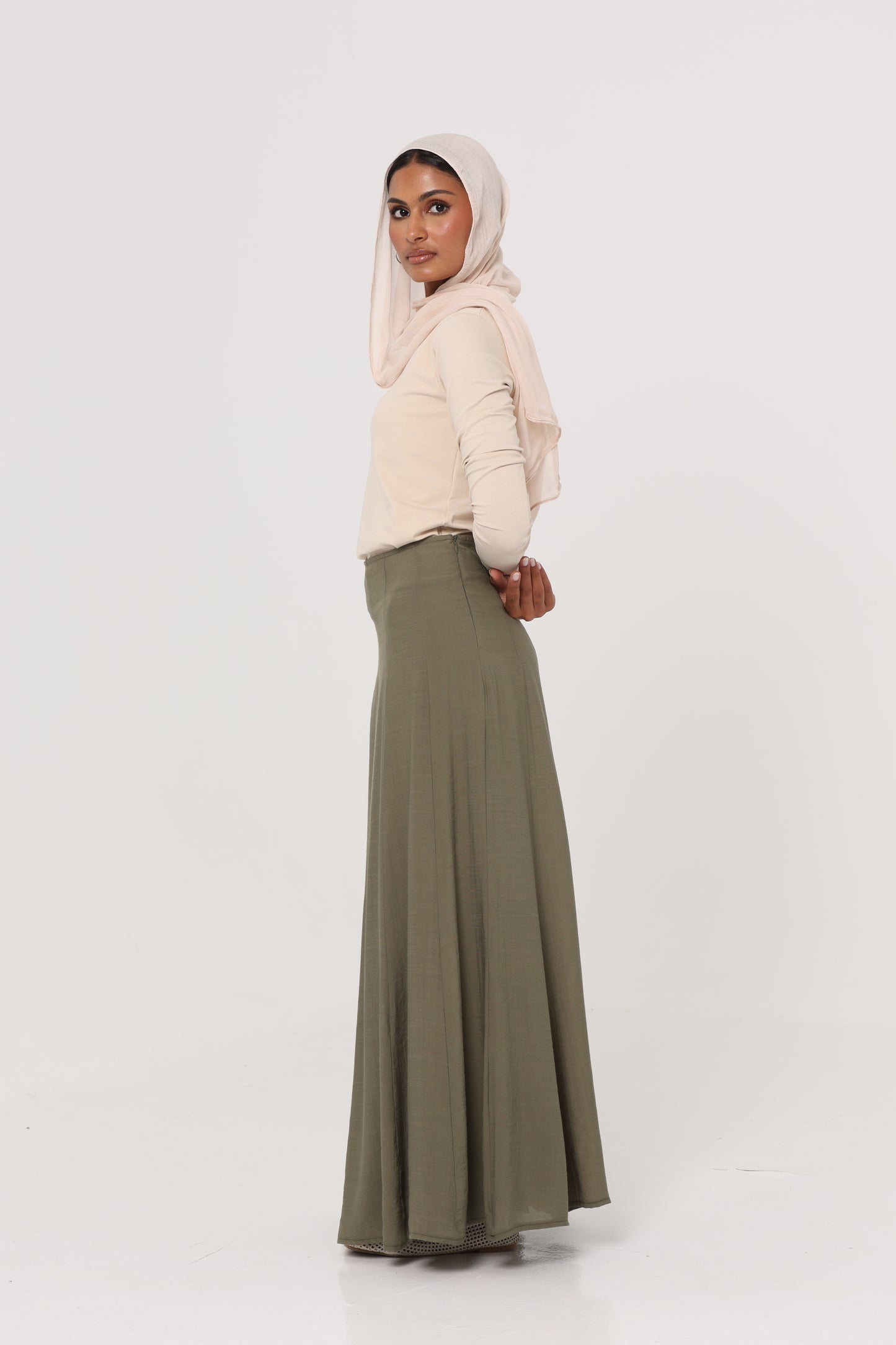 Olive Summer Linen Skirt