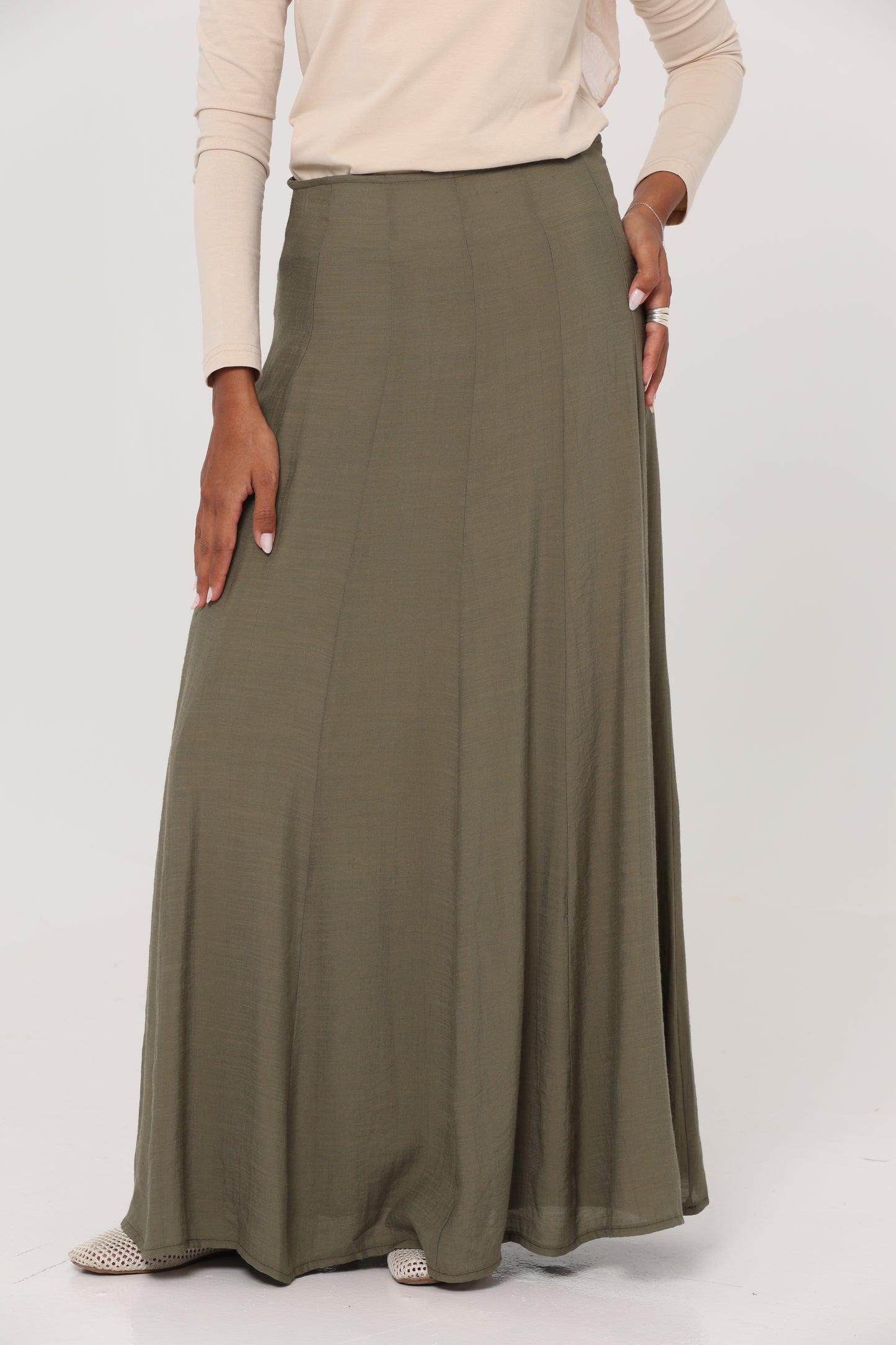 Olive Summer Linen Skirt