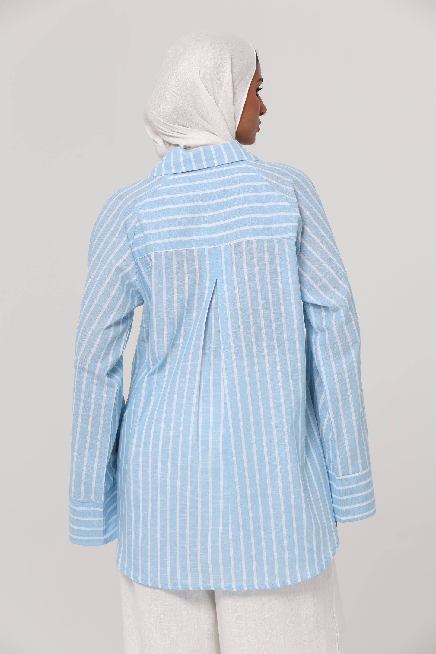Baby Blue ELLA Striped Oversized Shirt