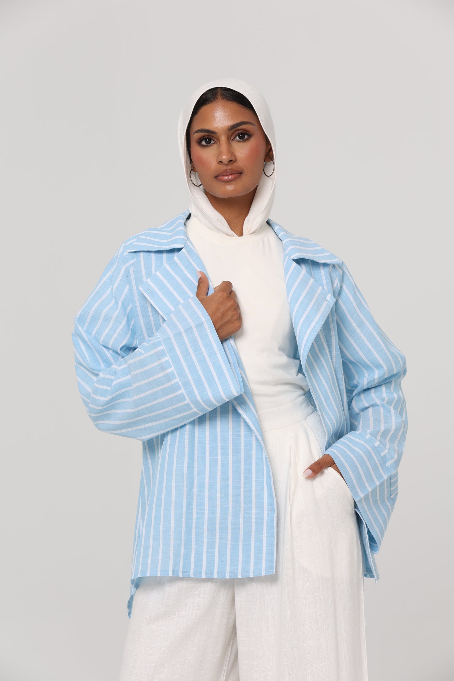 Baby Blue ELLA Striped Oversized Shirt