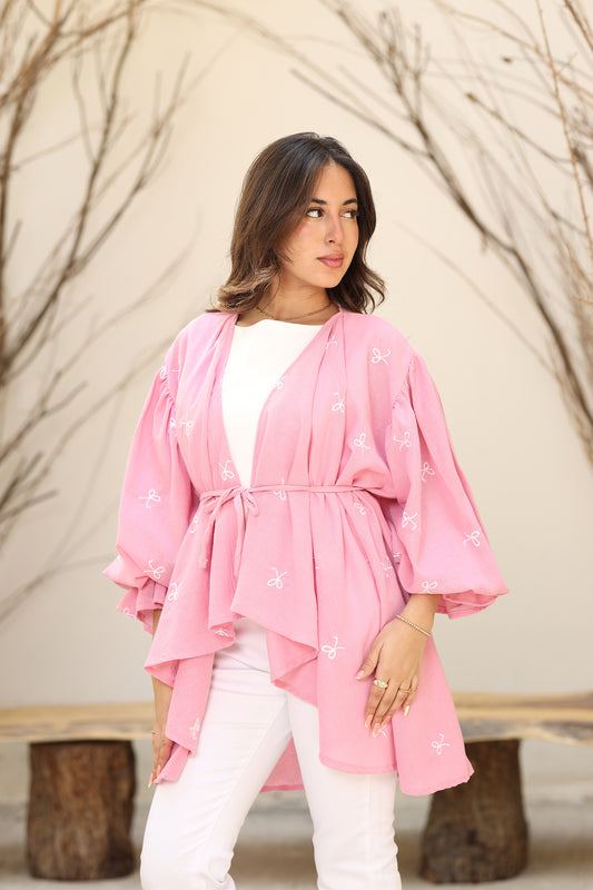 Ella’s Pink Ribbon Ruffles Kimono
