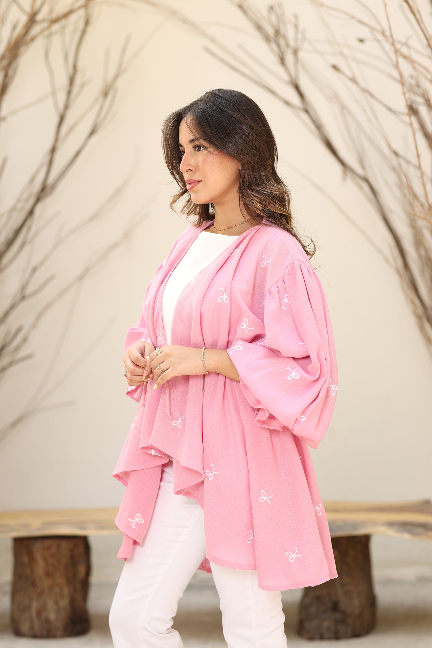 Ella’s Pink Ribbon Ruffles Kimono