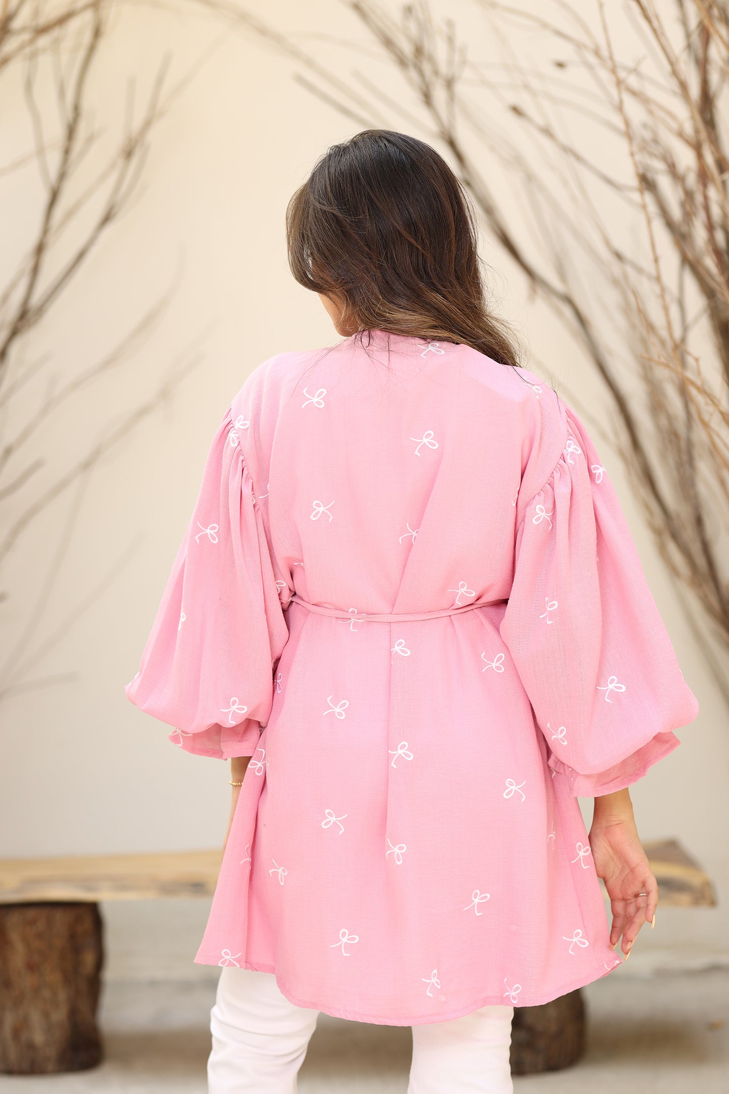 Ella’s Pink Ribbon Ruffles Kimono