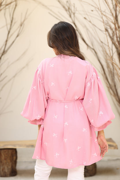 Ella’s Pink Ribbon Ruffles Kimono