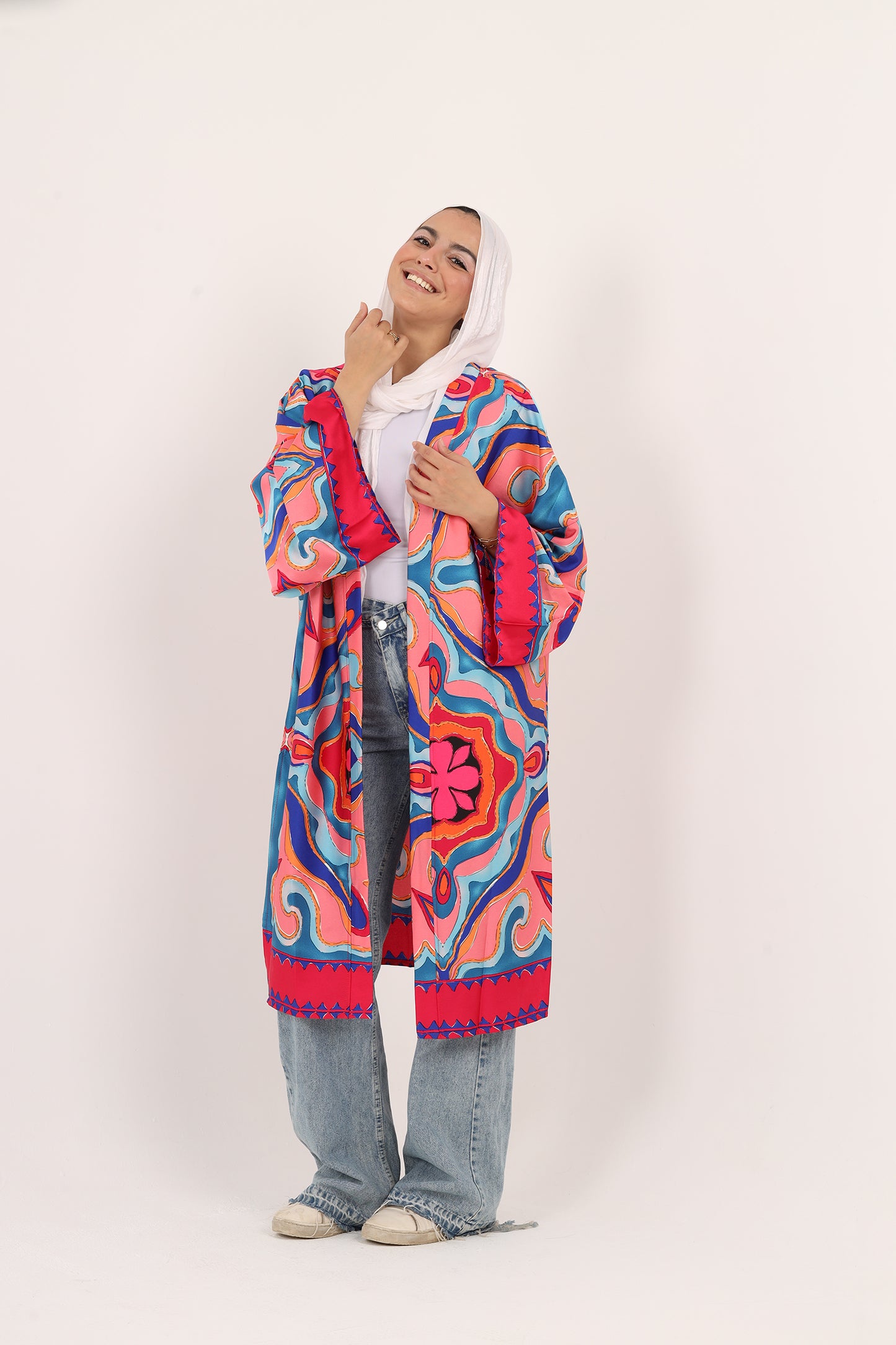 Ella’s Carnival Breeze Satin Kimono