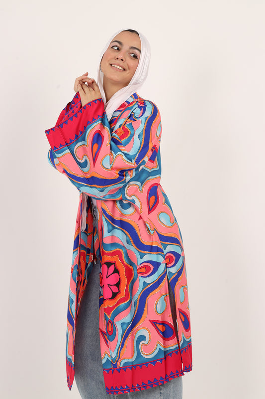Ella’s Carnival Breeze Satin Kimono