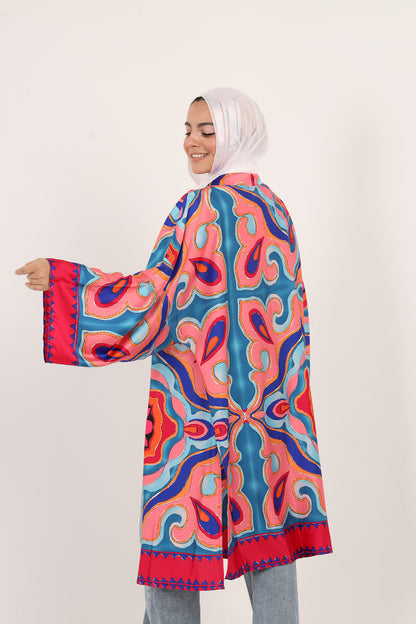 Ella’s Carnival Breeze Satin Kimono