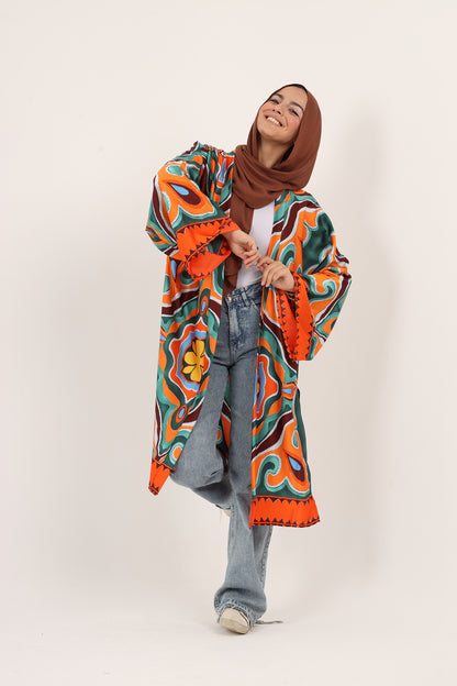 Ella’s Desert Bloom Satin Kimono