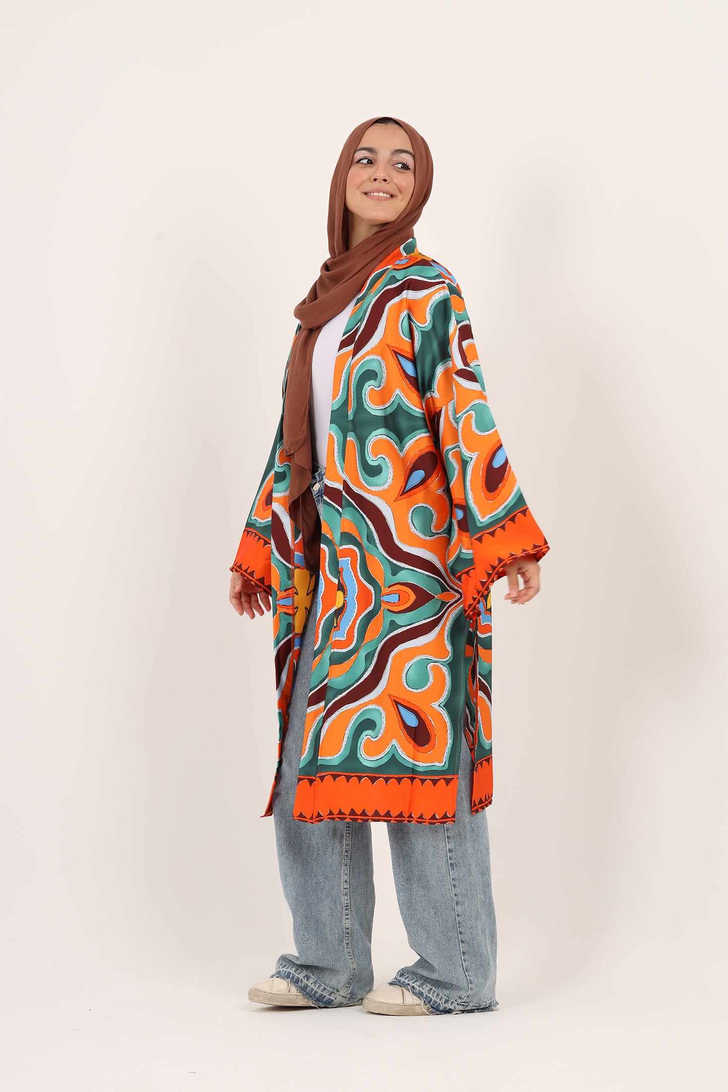 Ella’s Desert Bloom Satin Kimono