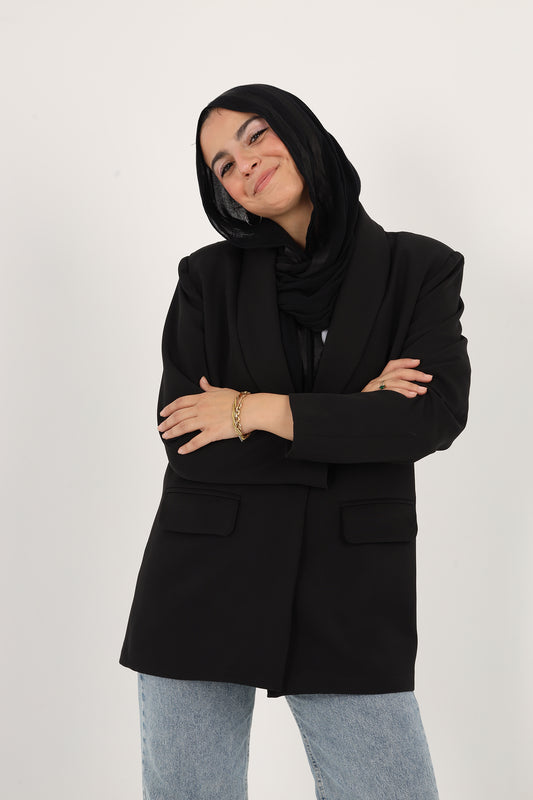Ella's Black Belted Blazer