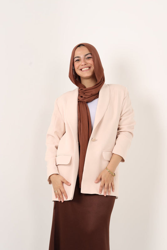 Ella's Beige Belted Blazer