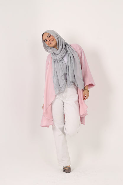 Shimmer Linen Ruffles Kimono With Belt