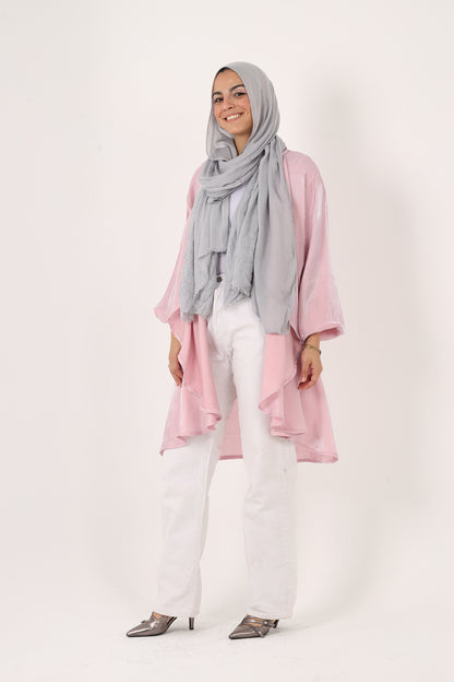 Shimmer Linen Ruffles Kimono With Belt