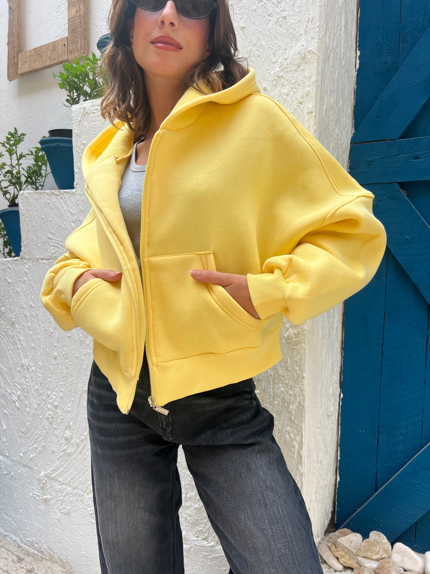 Cropped Oversized zip-up Hoodie