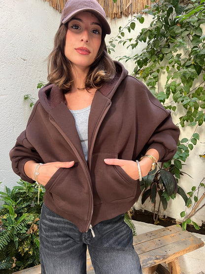 Cropped Oversized zip-up Hoodie