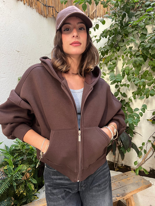 Cropped Oversized zip-up Hoodie