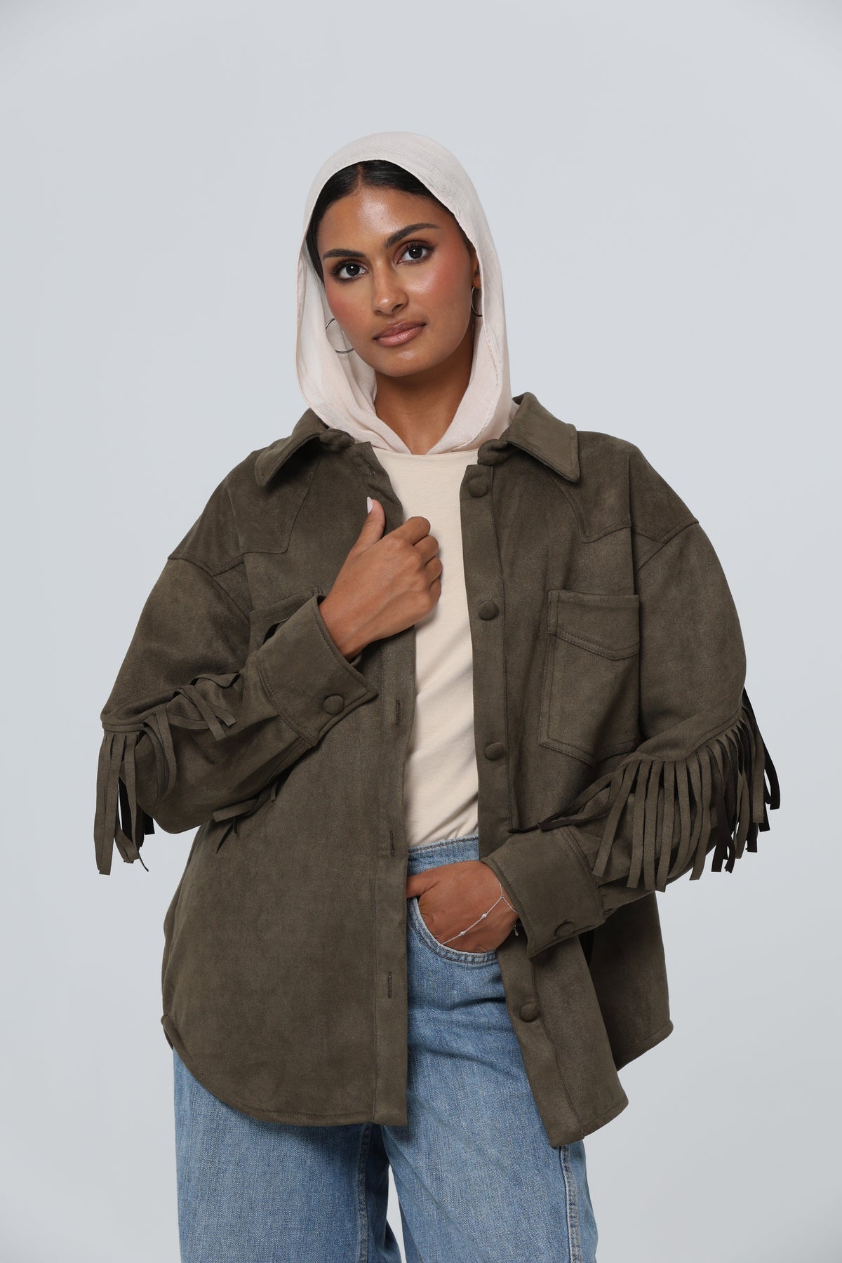 ELLA’s Suede Fringed Shirt