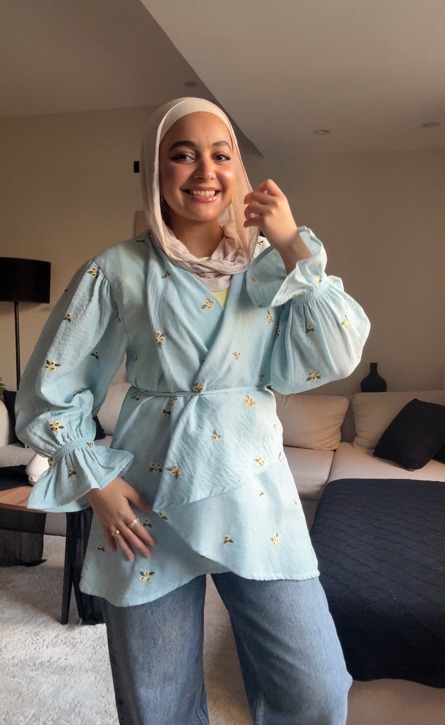 Ella’s Embroidered Kimono - Baby Blue
