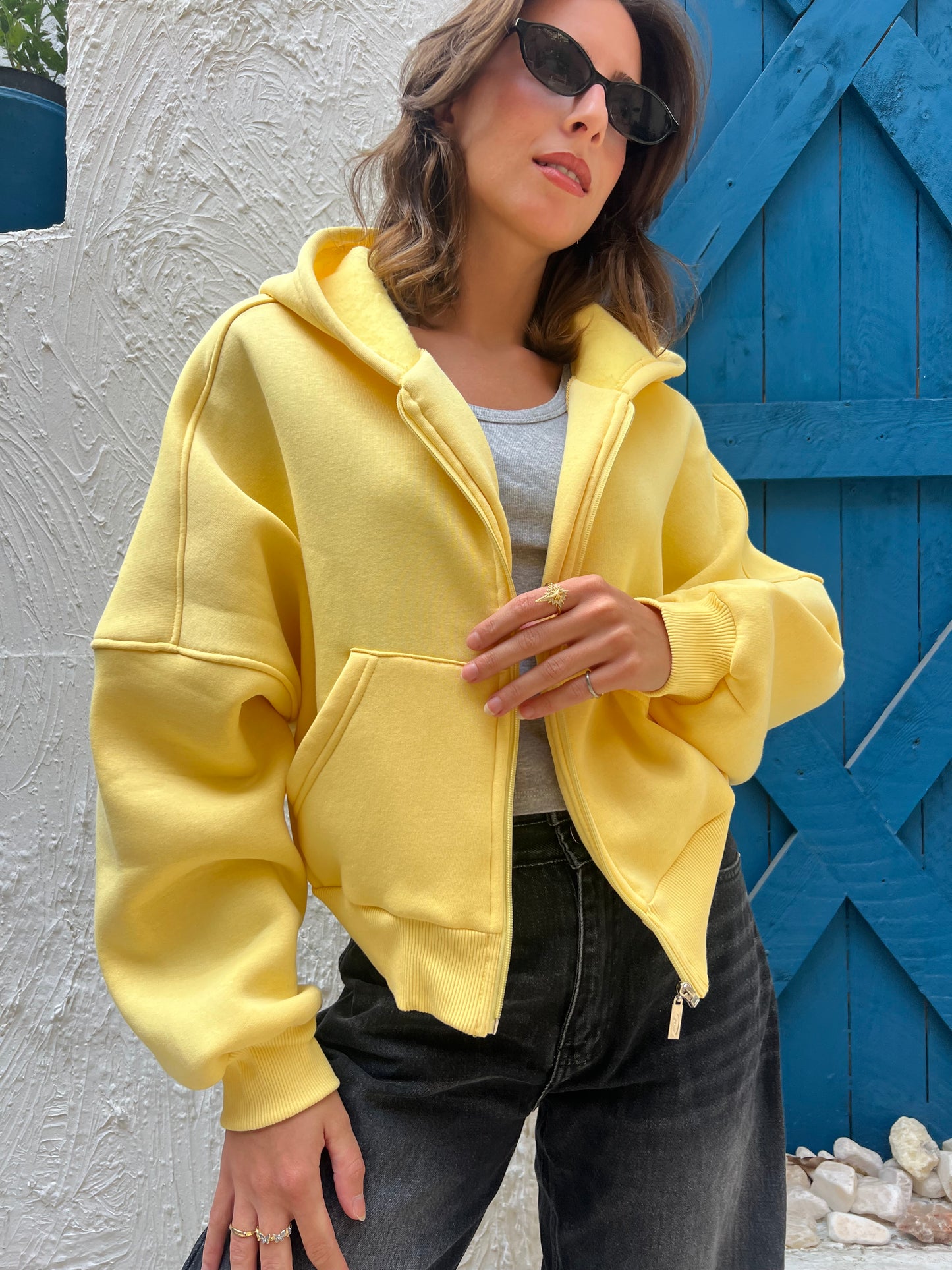 Cropped Oversized zip-up Hoodie