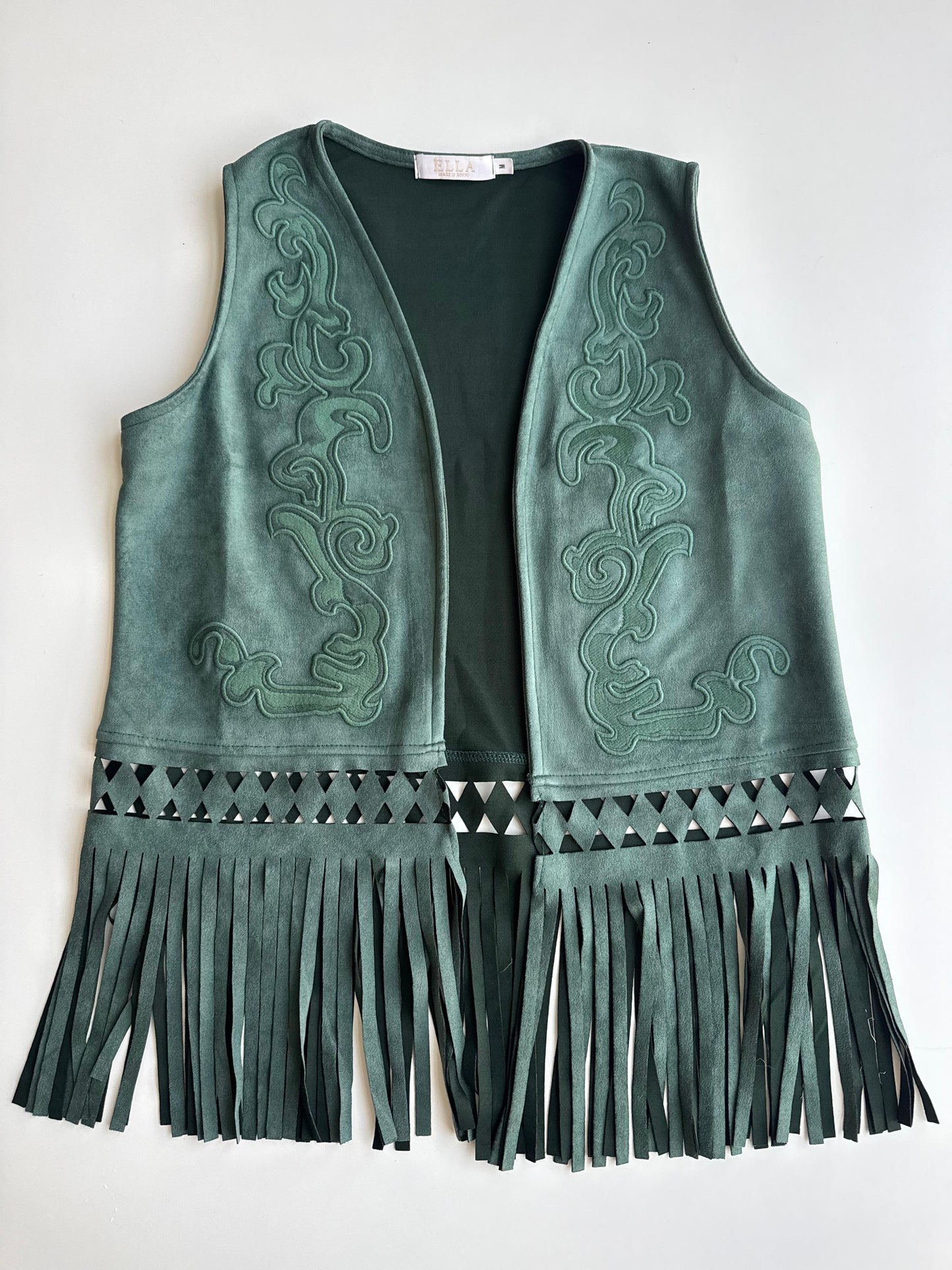 Ella's Embroidery Suede Fringes Vest