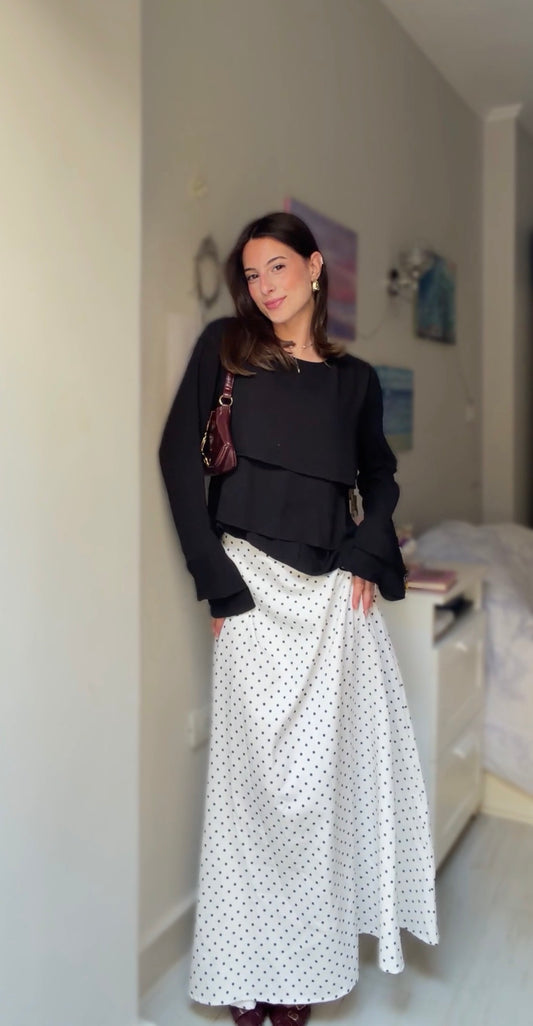 ELLA's POLKA DOTS PRINCESS SKIRT ( HALF ELASTIC WAIST )
