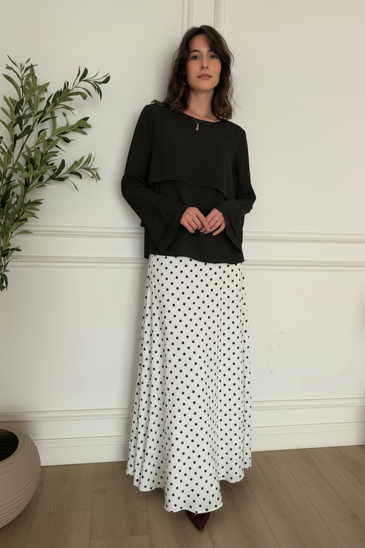 ELLA's POLKA DOTS PRINCESS SKIRT ( HALF ELASTIC WAIST )