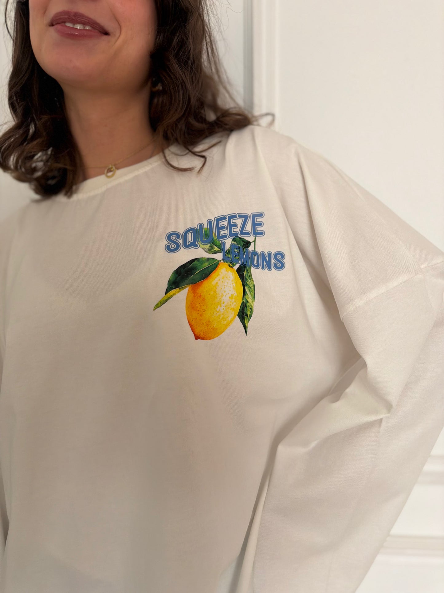 LEMON VIBES OVER-SIZED LONG SLEEVES COTTON T-SHIRT