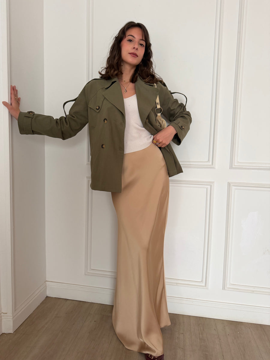 ELLA's SATIN SKIRT - Beige Latte