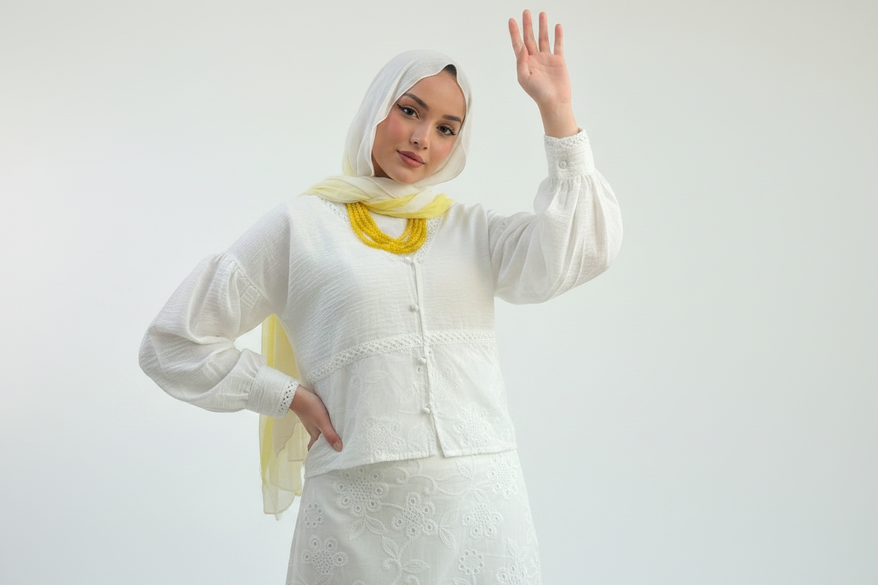 LINEN x ROKAMA BLOUSE - Big Flowers Pattern