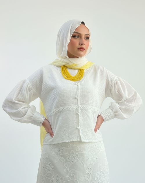LINEN x ROKAMA BLOUSE - Big Flowers Pattern