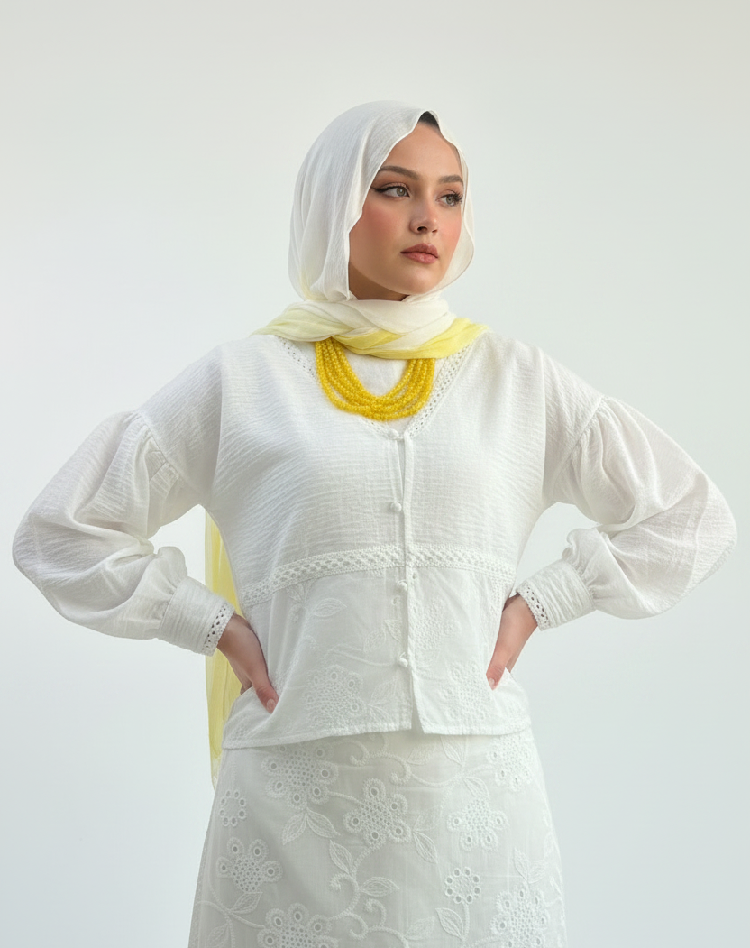 LINEN x ROKAMA BLOUSE - Big Flowers Pattern