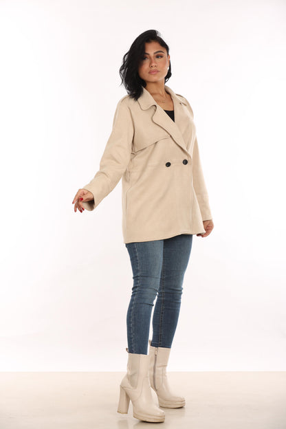 Ella’s Beige Midi Suede Trench Coat