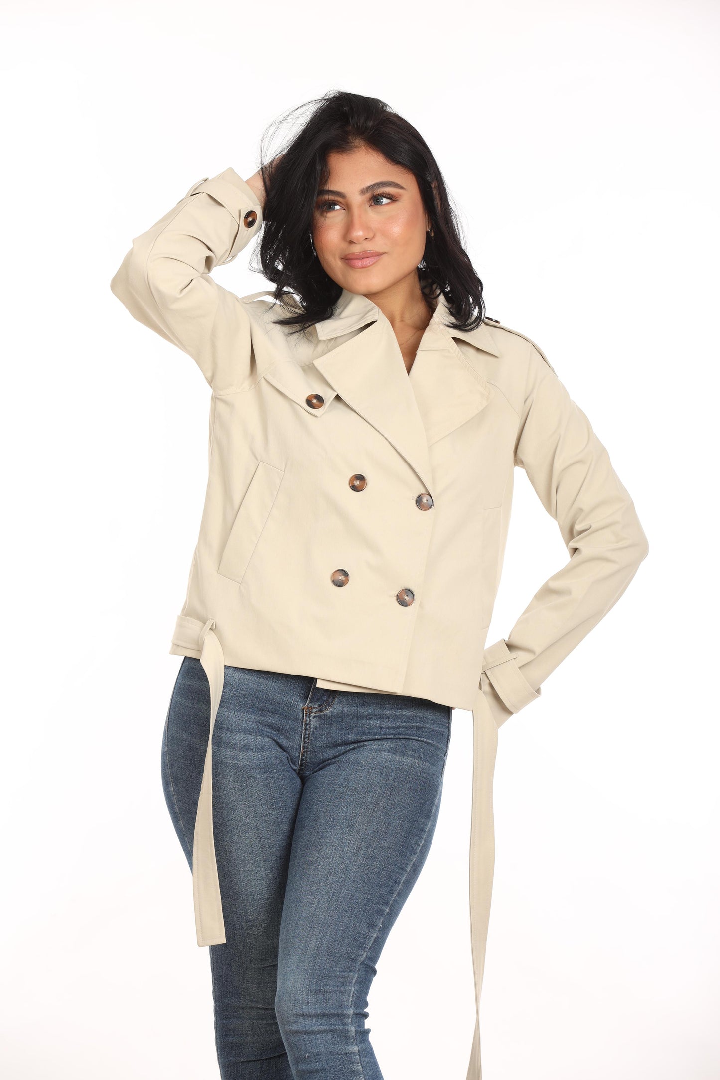 Ella’s Beige Gabardine Trench Coat