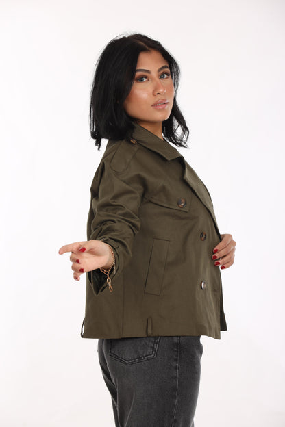 Ella’s Olive Gabardine Trench Coat